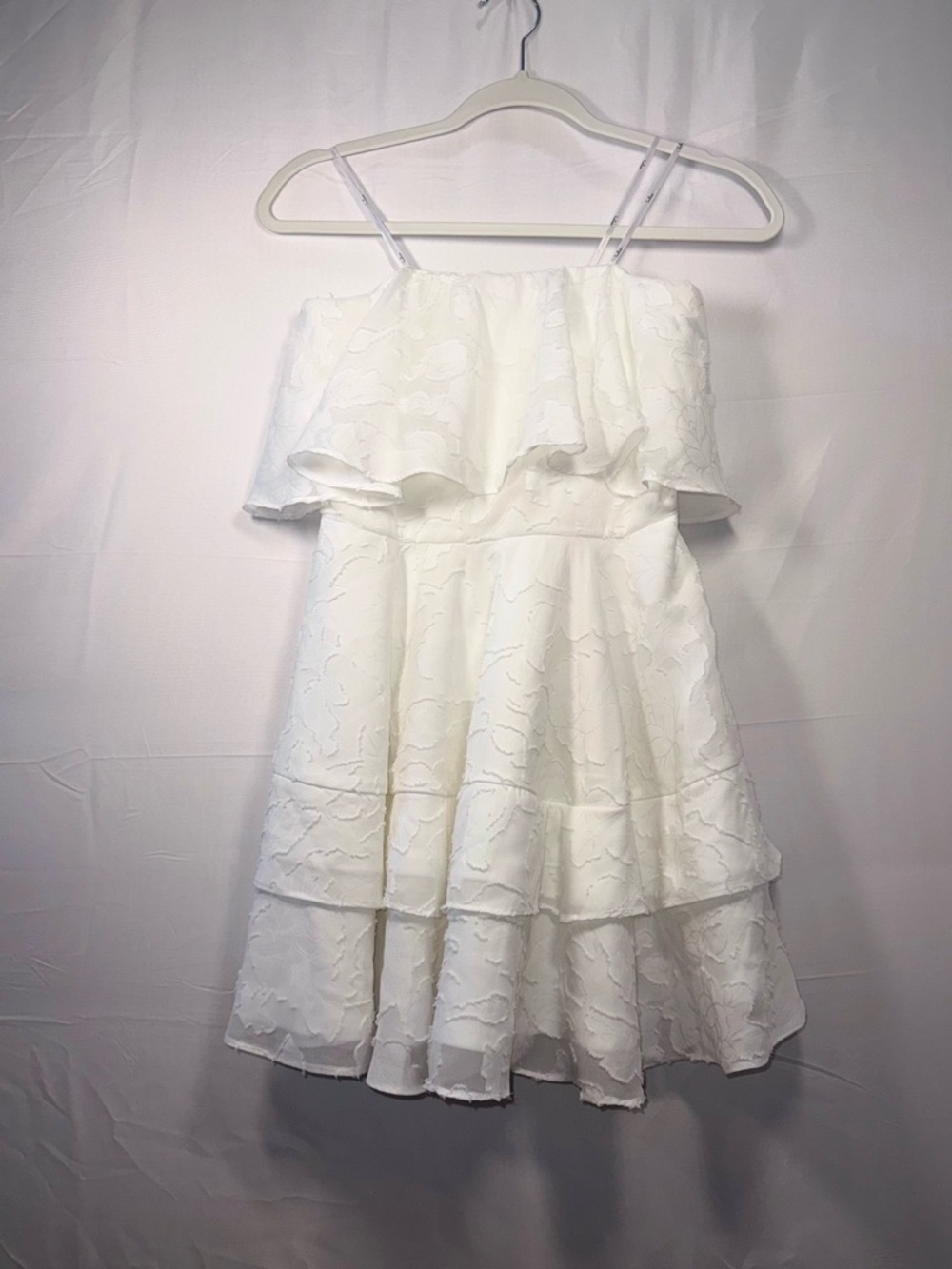 Lulu's True Lover Strapless Floral White Tiered Ruffle Mini Dress Size Small - Picture 16 of 16